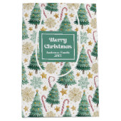 Moderne kerstboom cadeautas met eigen naamlabel (Voorkant)