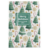 Moderne kerstboom cadeautas met eigen naamlabel (Achterkant)