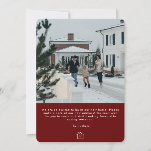 Moderne kerstboom donkerrode aankondiging (Achterkant)