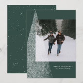 Moderne kerstboom één foto groen feestdagenkaart (Voorkant / Achterkant)