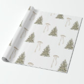Moderne kerstboom en schattige boog Patroon Cadeaupapier (Uitgerold)