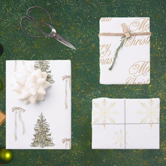 Moderne kerstboom en schattige boog Patroon Inpakpapier Vel