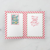 moderne kerstboom- en sierkunst feestdagen kaart (Binnen)