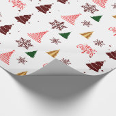 Moderne Kerstboom en Sneeuwvlokken Gift Cadeaupapier (Hoek)