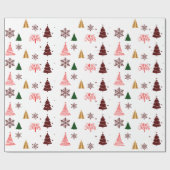 Moderne Kerstboom en Sneeuwvlokken Gift Cadeaupapier (Vlak)