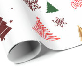 Moderne Kerstboom en Sneeuwvlokken Gift Cadeaupapier (Rol Hoek)