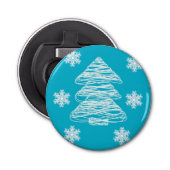 Moderne kerstboom en Snowflake Button Flesopener (Voorkant)