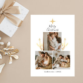 Moderne Kerstboom Familie 3 Foto Collage Chic Feestdagenkaart
