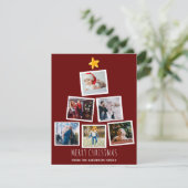 Moderne Kerstboom Familie Foto Collage Feestdagenkaart (Staand voorkant)