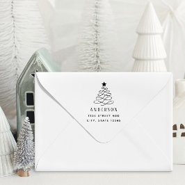 Moderne Kerstboom Familie Naam Retouradres Rubberstempel
