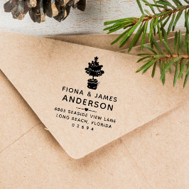 Moderne kerstboom familie retouradres  zelfinktende stempel