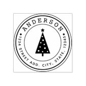 Moderne Kerstboom Familienaam Cirkeladres Rubberstempel (Afrduk)