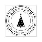 Moderne Kerstboom Familienaam Cirkeladres Zelfinktende Stempel (Design)