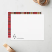 Moderne kerstboom Familienaam Elegant Notitiekaartje (Voorkant / Achterkant in situ)