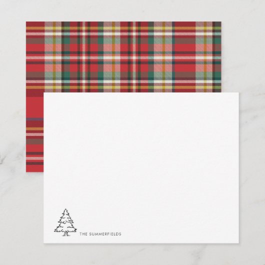 Moderne kerstboom Familienaam Elegant Notitiekaartje (Voorkant / Achterkant)