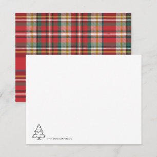 Moderne kerstboom Familienaam Elegant Notitiekaartje