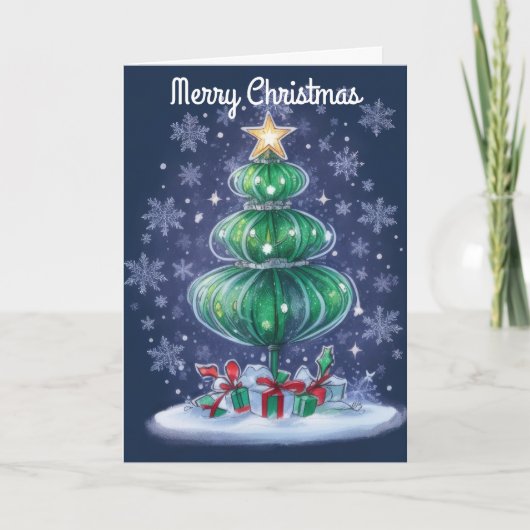 Moderne Kerstboom Feestdagen Kaart (Voorkant)