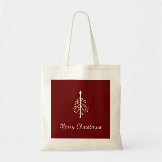 Moderne kerstboom feestelijk rood tote bag (Voorkant)