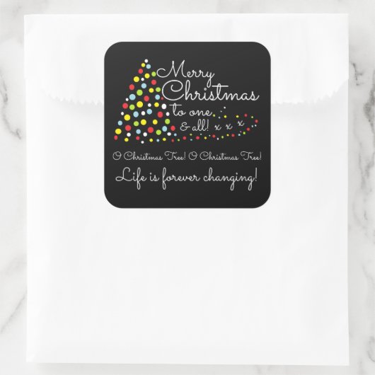 Moderne kerstboom, feestvierkant sticker (Tas)