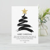 Moderne Kerstboom Flat in Zwart en Wit Feestdagenkaart (Staand voorkant)