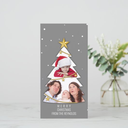 Moderne kerstboom Foto Collage Gray (Staand voorkant)