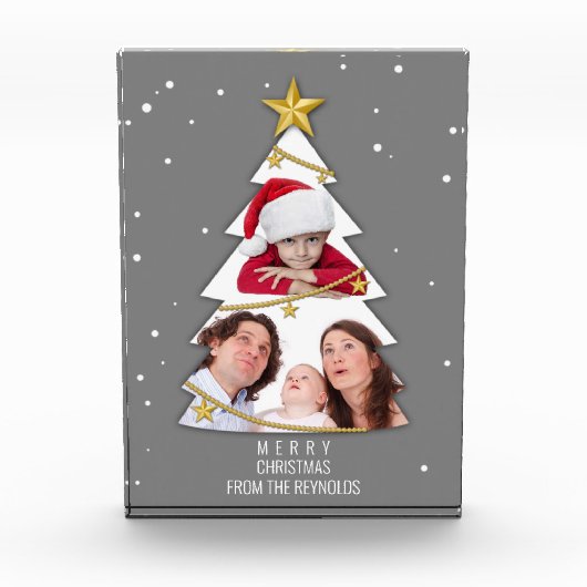 Moderne kerstboom Foto Collage Gray (Voorkant)