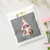 Moderne kerstboom Foto Collage Gray Bedankzakje (Gezegeld)