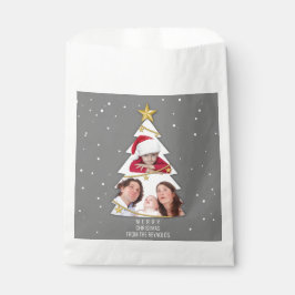 Moderne kerstboom Foto Collage Gray Bedankzakje