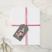 Moderne kerstboom Foto Collage Gray Cadeaulabel (Met Touw)