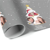 Moderne kerstboom Foto Collage Gray Cadeaupapier (Rol Hoek)