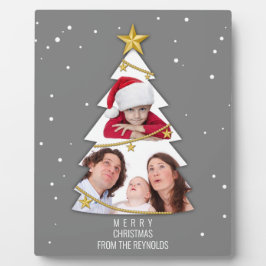 Moderne kerstboom Foto Collage Gray Fotoplaat