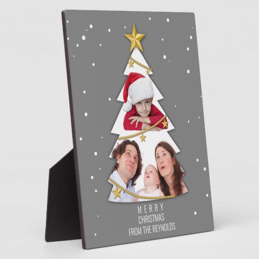 Moderne kerstboom Foto Collage Gray Fotoplaat (Zijkant)