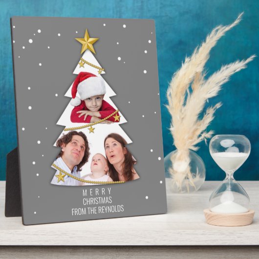 Moderne kerstboom Foto Collage Gray Fotoplaat (Zijkant)