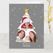 Moderne kerstboom Foto Collage Gray Kaart (Gele Bloem)