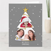 Moderne kerstboom Foto Collage Gray Kaart (Voorkant)