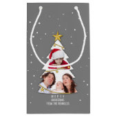 Moderne kerstboom Foto Collage Gray Klein Cadeauzakje (Achterkant)