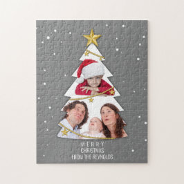 Moderne kerstboom Foto Collage Gray Legpuzzel