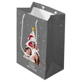 Moderne kerstboom Foto Collage Gray Medium Cadeauzakje