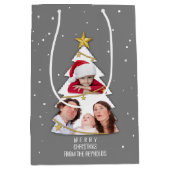 Moderne kerstboom Foto Collage Gray Medium Cadeauzakje (Voorkant)
