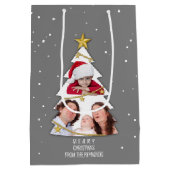 Moderne kerstboom Foto Collage Gray Medium Cadeauzakje (Achterkant)