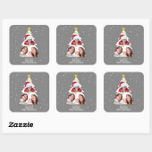Moderne kerstboom Foto Collage Gray Vierkante Sticker (Vel)