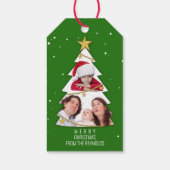 Moderne kerstboom foto Collage Green Cadeaulabel (Achterkant)