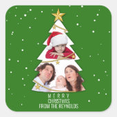 Moderne kerstboom foto Collage Green Vierkante Sticker (Voorkant)