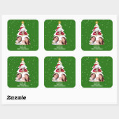 Moderne kerstboom foto Collage Green Vierkante Sticker (Vel)