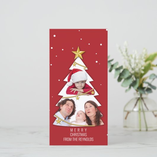 Moderne kerstboom Foto Collage Red (Staand voorkant)