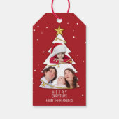 Moderne kerstboom Foto Collage Red Cadeaulabel (Achterkant)