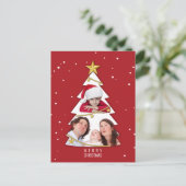 Moderne kerstboom Foto Collage Red Feestdagenkaart (Staand voorkant)
