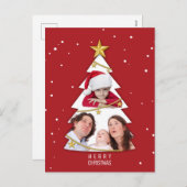 Moderne kerstboom Foto Collage Red Feestdagenkaart (Voorkant / Achterkant)