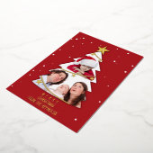 Moderne kerstboom Foto Collage Red Folie Feestdagenkaart (Gedraaid)