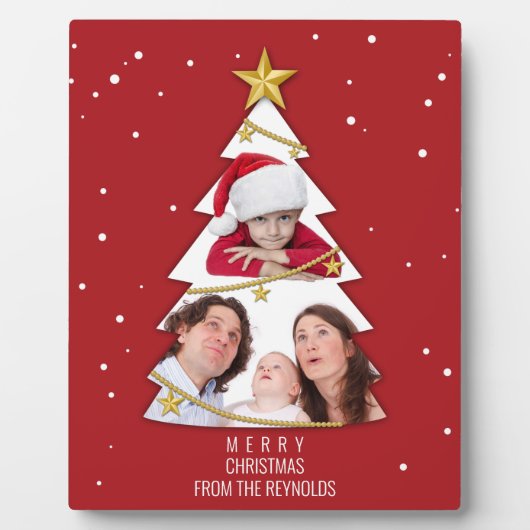 Moderne kerstboom Foto Collage Red Fotoplaat (Voorkant)